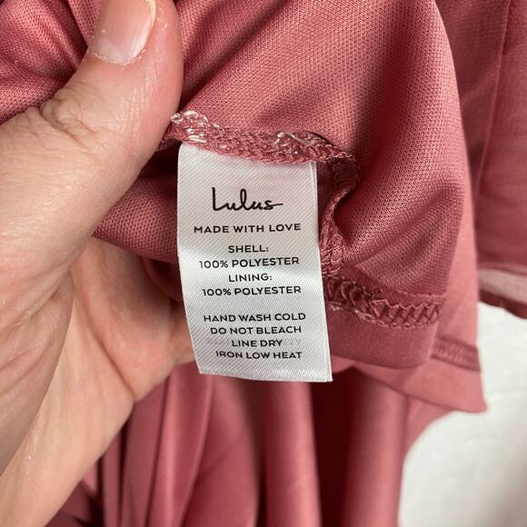 Lulus Sincerely Exquisite Rusty Rose Short Sleeve Tiered Maxi Dress Sz.XS NWT - Picture 15 of 16